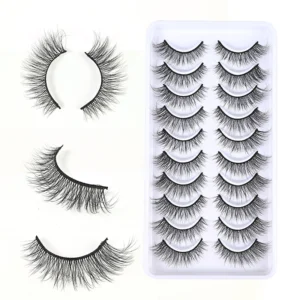 False eyelashes wholesale custom 10 pairs set natural wispy false lashes bulk order professional salon supplies oem manufacturer