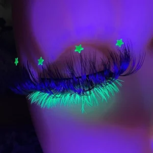 Professional manufacturing uv glow eyelashes oemeyelash fluorescent neon party beauty night club