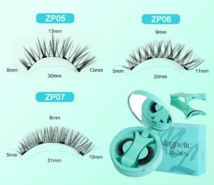 Professional magnetic eyelash kit zp03 wholesale custom reusable false lashes with green applicator bulk order salon supplier oem odm manufacturer