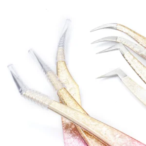 Wholesale fashion eyelash extension tweezers professional pink blue gradient beauty tools bulk supply