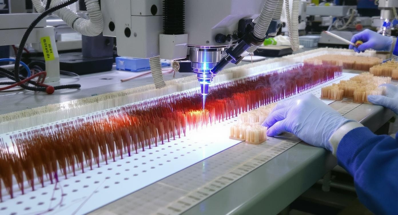 Eyelash extension factory clean room professional manufacturing sterile environment workers beauty industry productio