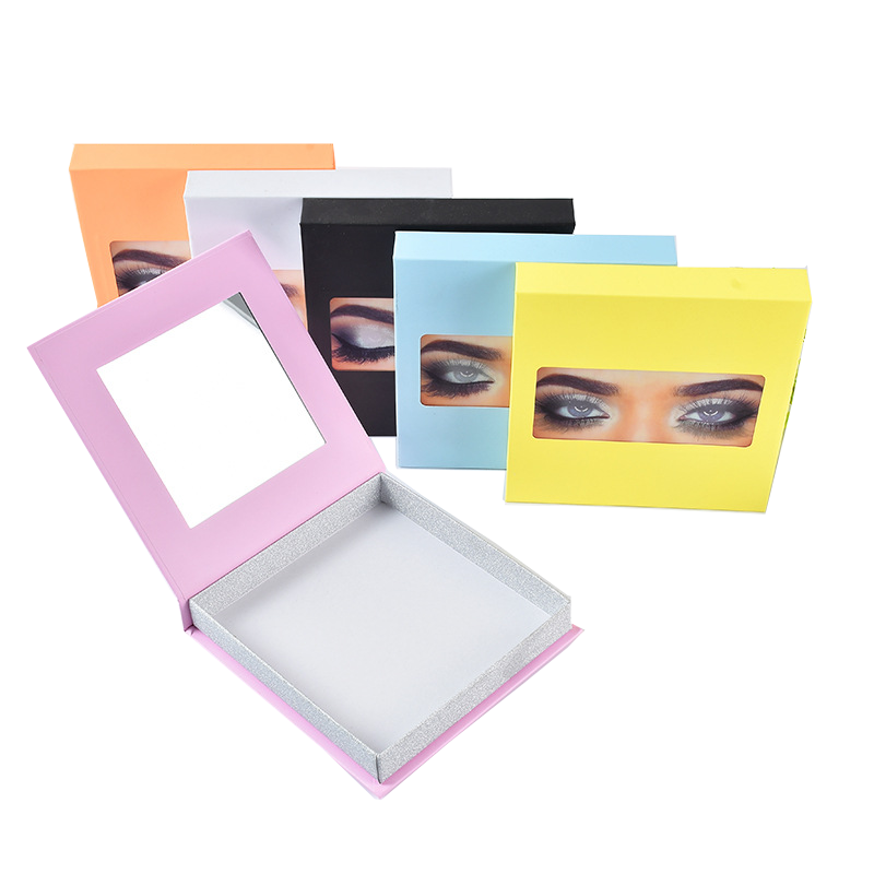 Glitter compact eyelash case mirror design luxury rose gold pink marble false lashes high end beauty packaging box