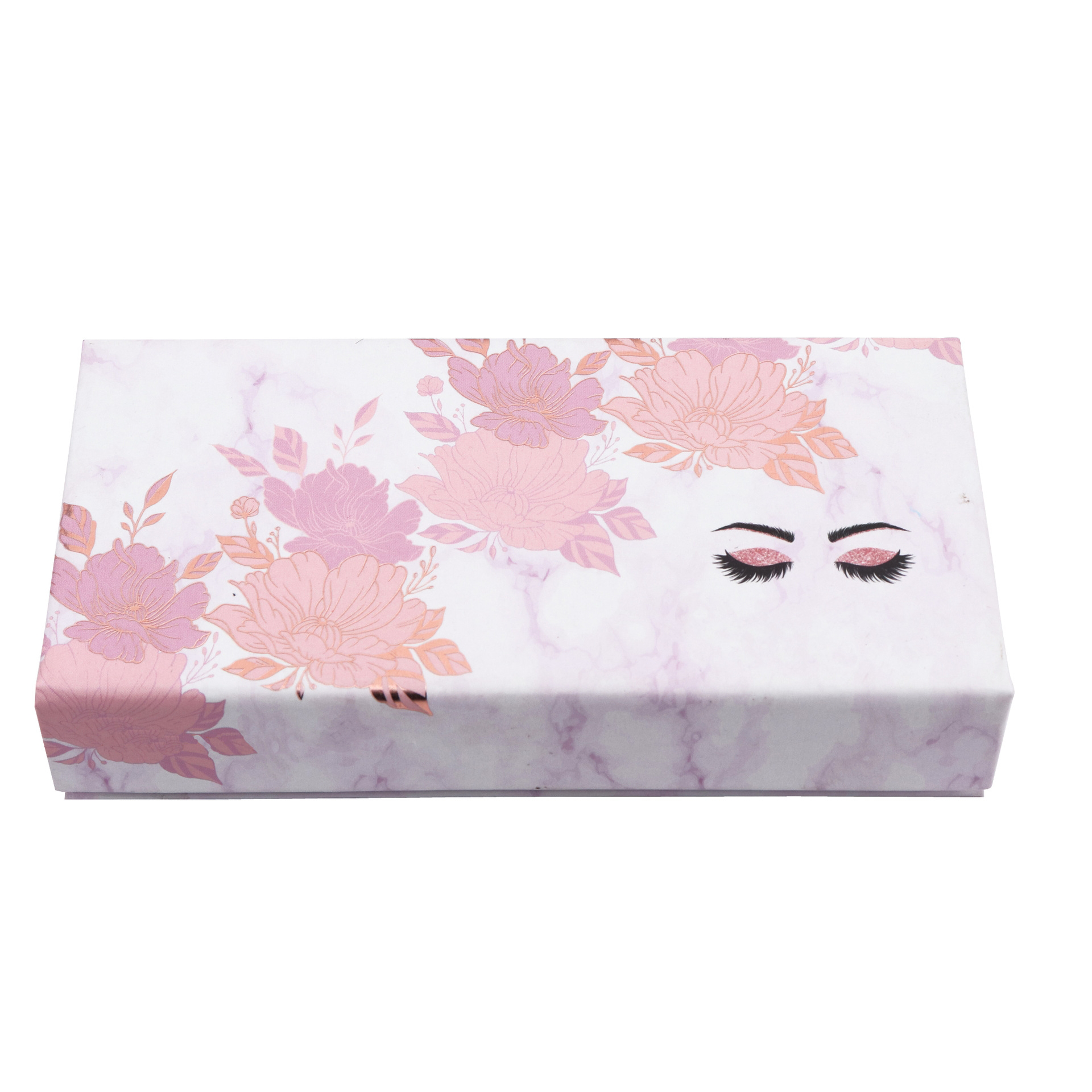 Luxury high end compact eyelash case glitter mirror premium rose gold pink marble false lashes makeup packaging design