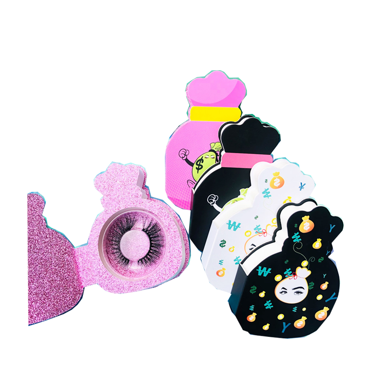 Premium makeup compact false eyelashes packaging luxury glitter rose gold pink marble pattern mirror case high end beauty box