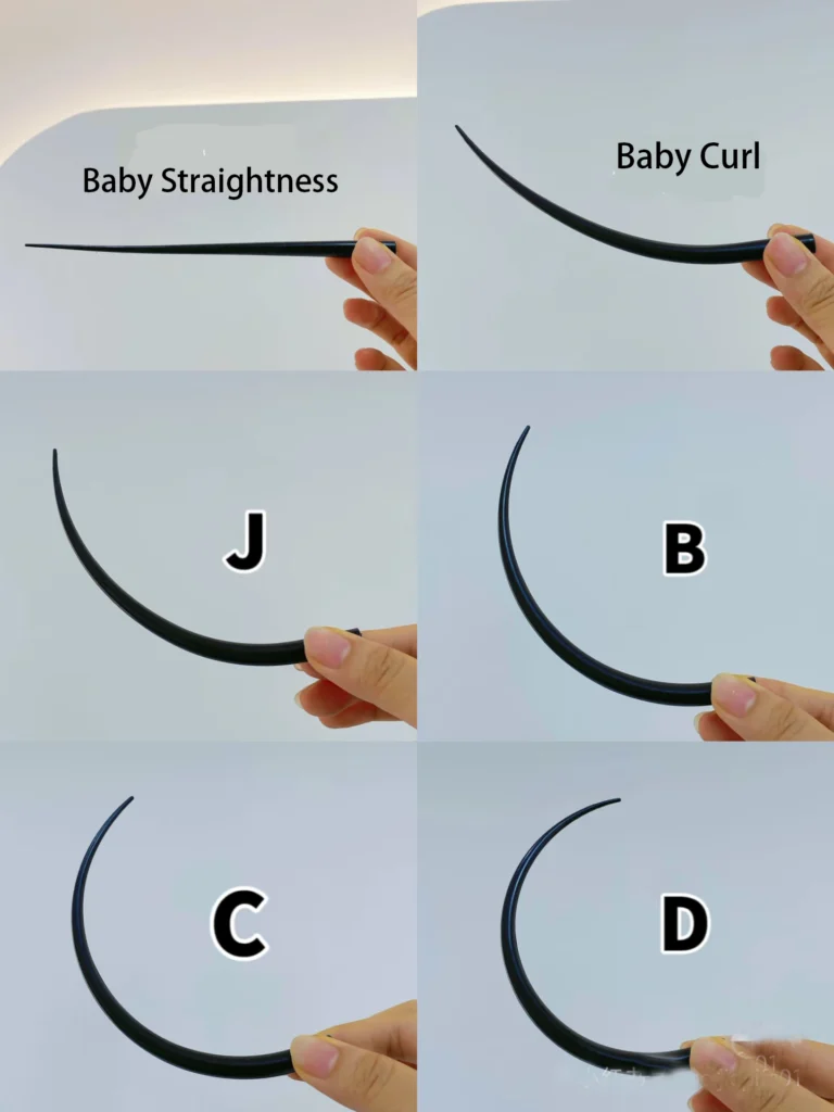 Professional eyelash extension curl standards baby straightness baby curl j b c d oemeyelash manufacturing classification