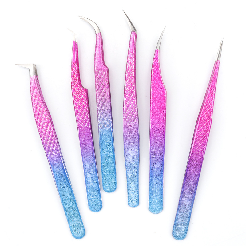 Buy eyelash extension tweezers professional lash tools pink blue precision tweezers beauty supplies