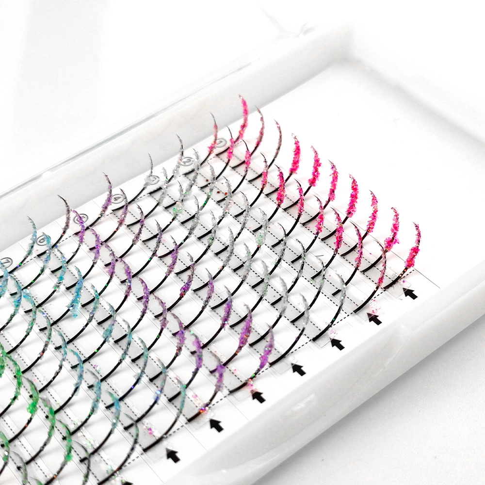Buy glitter eyelash extensions professional sparkle lashes colorful glitter tips white tray beauty supplies